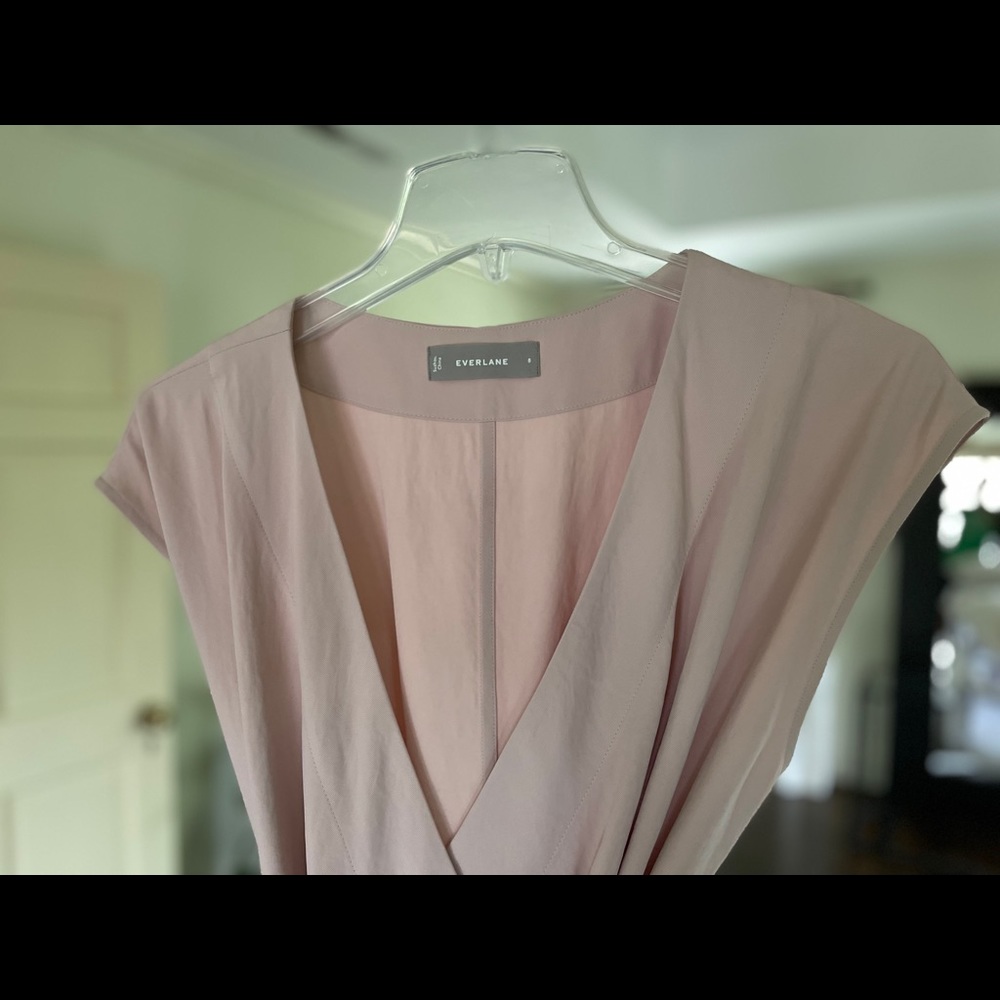 Everlane Japanese GoWeave wrap dress in light pink